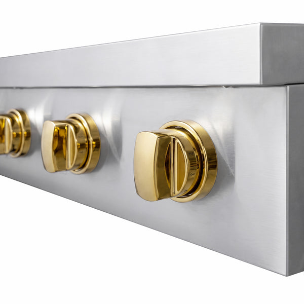 ZLINE Autograph Edition 36 in. Paramount Induction Rangetop with 5 Element Cooktop in Stainless Steel and Polished Gold Accents (SINRTZ-36-G)