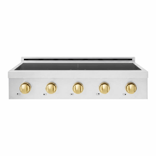 ZLINE Autograph Edition 36 in. Paramount Induction Rangetop with 5 Element Cooktop in Stainless Steel and Polished Gold Accents (SINRTZ-36-G)