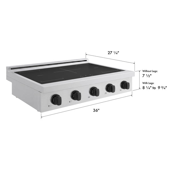 ZLINE Autograph Edition 36 in. Paramount Induction Rangetop with 5 Element Cooktop in Stainless Steel and Matte Black Accents (SINRTZ-36-MB)