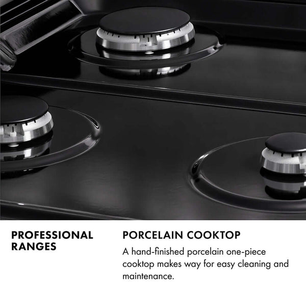 ZLINE Autograph Edition 36 in. 4.6 cu. ft. Legacy Dual Fuel Range with 6 Burner Gas Cooktop and Electric Convection Oven in Black Stainless Steel and Polished Gold Accents, Open Box-Good Condition