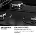 ZLINE Autograph Edition 36 in. 4.6 cu. ft. Legacy Dual Fuel Range with 6 Burner Gas Cooktop and Electric Convection Oven in Black Stainless Steel and Polished Gold Accents, Open Box-Great Condition