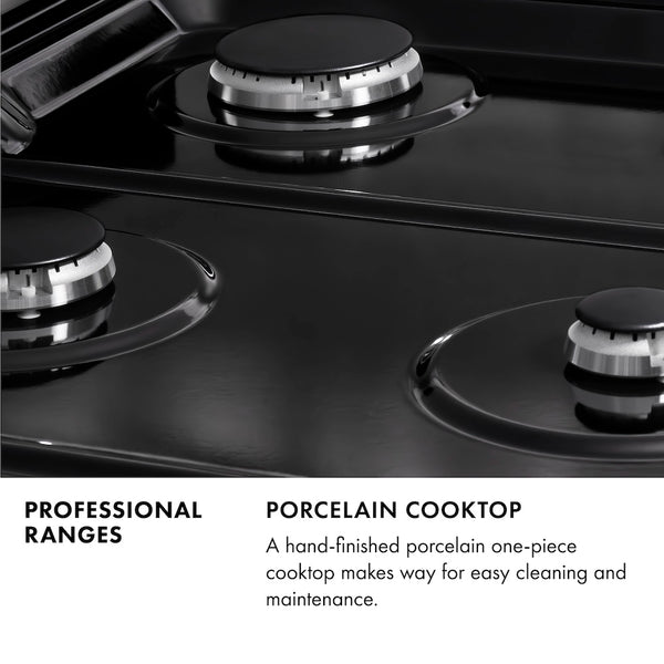 ZLINE 48 in. 6.0 cu. ft. Legacy Dual Fuel Range with Gas Cooktop and 2 Electric Ovens in Black Stainless Steel with 6 Brass Burners (RAB-BR-48)