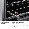 ZLINE Autograph Edition 36 in. 4.6 cu. ft. Legacy Dual Fuel Range with 6 Burner Gas Cooktop and Electric Convection Oven in Black Stainless Steel and Champagne Bronze Accents, Open Box-Good Condition