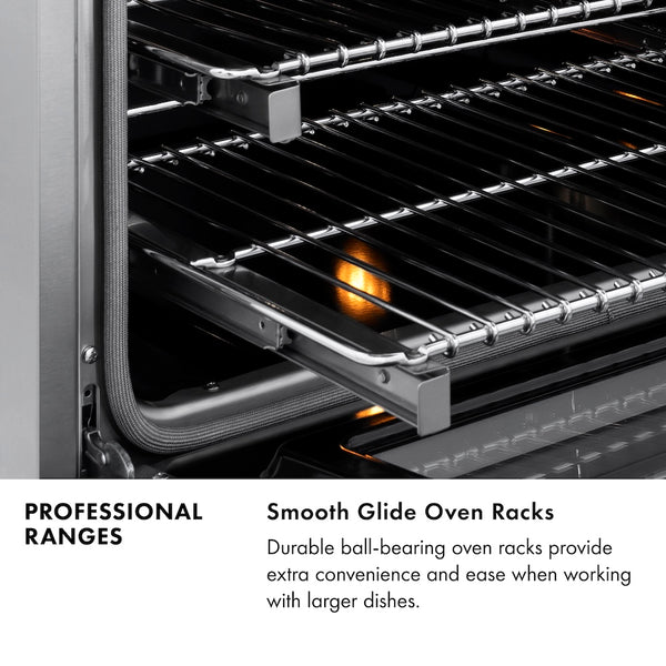 ZLINE Autograph Edition 36 in. 4.6 cu. ft. Legacy Dual Fuel Range with 6 Burner Gas Cooktop and Electric Convection Oven in Stainless Steel and Champagne Bronze Accents, Open Box-Good Condition