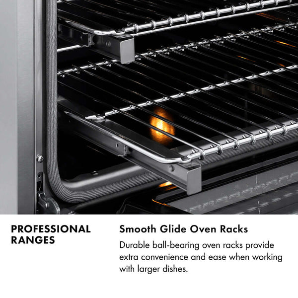 ZLINE Autograph Edition 48 in. 6.0 cu. ft. Legacy Dual Fuel Range with 7 Burner Gas Cooktop and 2 Electric Ovens in Black Stainless Steel and Champagne Bronze Accents, Open Box-Good Condition