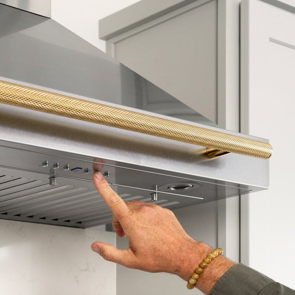 ZLINE Autograph Edition 48 in. Wall-Mount Range Hood Helix Handle (Set of 1) in Polished Gold (RHHZ-K-G-48)