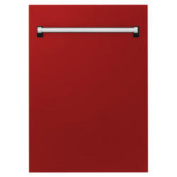 ZLINE 18 in. Tallac Series 3rd Rack Top Control Built-In Dishwasher in Red Gloss with Stainless Steel Tub, 51dBa (DWV-RG-18)