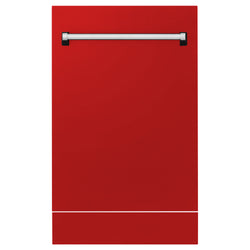 ZLINE 18 in. Tallac Series 3rd Rack Top Control Built-In Dishwasher in Red Matte with Stainless Steel Tub, 51dBa (DWV-RM-18)