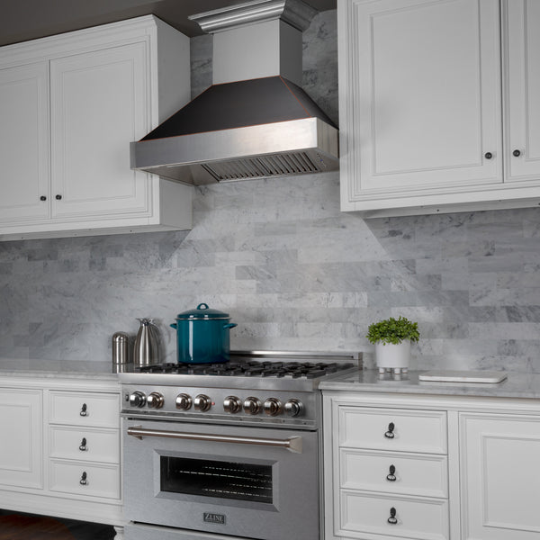 30" Ducted Fingerprint Resistant Stainless Steel Range Hood with Oil Rubbed Bronze Shell (8654ORB-30)