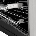 ZLINE 24 in. 2.8 cu. ft. Legacy Dual Fuel Range with 4 Burner Gas Cooktop and Electric Convection Oven in Satin Stainless Steel and Black Matte Door (RAS-BLM-24)