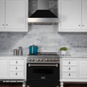 ZLINE 30 in. 4.0 cu. ft. Legacy Dual Fuel Range with 4 Burner Gas Cooktop and Electric Convection Oven in Satin Stainless Steel and Black Matte Door (RAS-BLM-30)