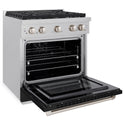 ZLINE 30 in. 4.2 cu. ft. Paramount Dual Fuel Range with 4 Burner Gas Cooktop and Electric Convection Oven in Satin Stainless Steel with Black Matte Door (SDRS-BLM-30)