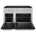 ZLINE 48 in. 6.7 cu. ft. Paramount Double Oven Dual Fuel Range with 8 Burner Gas Cooktop in Satin Stainless Steel with Black Matte Doors (SDRS-BLM-48)