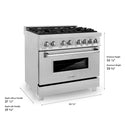 ZLINE 36 in. 4.6 cu. ft. Legacy Dual Fuel Range with 6 Burner Gas Cooktop and Electric Convection Oven in Satin Stainless Steel, Open Box-Great Condition