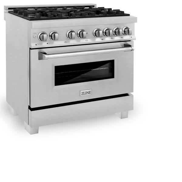 ZLINE 36 in. 4.6 cu. ft. Legacy Dual Fuel Range with 6 Burner Gas Cooktop and Electric Convection Oven in Satin Stainless Steel (RAS-SN-36)