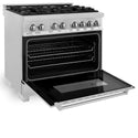 ZLINE 36 in. 4.6 cu. ft. Legacy Dual Fuel Range with 6 Burner Gas Cooktop and Electric Convection Oven in Satin Stainless Steel, Open Box-Great Condition