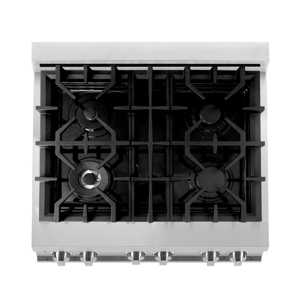 ZLINE 30 in. 4.0 cu. ft. Legacy Dual Fuel Range with 4 Burner Gas Cooktop and Electric Convection Oven in Stainless Steel with Satin Stainless Steel Door (RA-SN-30)