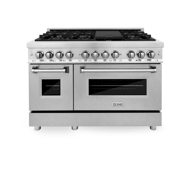 ZLINE 48 in. 6.0 cu. ft. Legacy Dual Fuel Range with 7 Burner Gas Cooktop and 2 Electric Ovens in Stainless Steel with Satin Stainless Steel Doors (RA-SN-48)