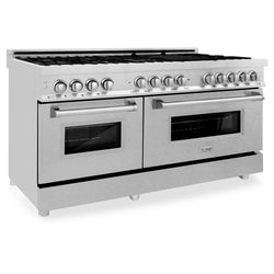 ZLINE 60 in. 7.4 cu. ft. Legacy Dual Fuel Range with 9 Burner Gas Cooktop and 2 Electric Convection Ovens in Stainless Steel with Satin Stainless Steel Doors (RA-SN-60)