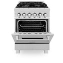ZLINE 24 in. 2.8 cu. ft. Legacy Dual Fuel Range with 4 Burner Gas Cooktop and Electric Convection Oven in Satin Stainless Steel, Open Box-Great Condition