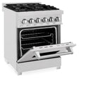 ZLINE 24 in. 2.8 cu. ft. Legacy Dual Fuel Range with 4 Burner Gas Cooktop and Electric Convection Oven in Satin Stainless Steel, Open Box-Great Condition