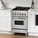 ZLINE 24 in. 2.8 cu. ft. Legacy Dual Fuel Range with 4 Burner Gas Cooktop and Electric Convection Oven in Satin Stainless Steel, Open Box-Great Condition