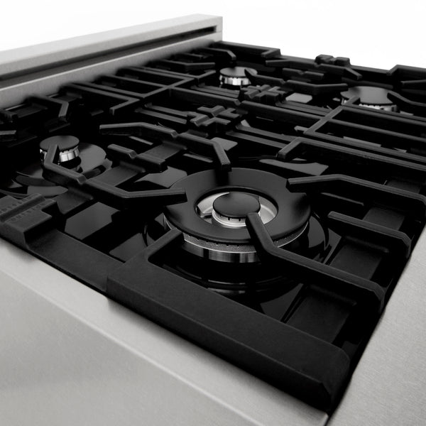 ZLINE 30 in. 4.0 cu. ft. Legacy Dual Fuel Range with 4 Burner Gas Cooktop and Electric Convection Oven in Satin Stainless Steel, Open Box-Great Condition