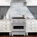 ZLINE 30 in. 4.0 cu. ft. Legacy Dual Fuel Range with 4 Burner Gas Cooktop and Electric Convection Oven in Satin Stainless Steel, Open Box-Good Condition