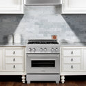 ZLINE 30 in. 4.0 cu. ft. Legacy Dual Fuel Range with 4 Burner Gas Cooktop and Electric Convection Oven in Satin Stainless Steel, Open Box-Great Condition