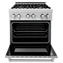 ZLINE 30 in. 4.0 cu. ft. Legacy Dual Fuel Range with 4 Burner Gas Cooktop and Electric Convection Oven in Satin Stainless Steel, Open Box-Great Condition