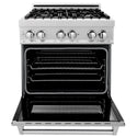 ZLINE 30 in. 4.0 cu. ft. Legacy Dual Fuel Range with 4 Burner Gas Cooktop and Electric Convection Oven in Satin Stainless Steel, Open Box-Good Condition