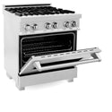 ZLINE 30 in. 4.0 cu. ft. Legacy Dual Fuel Range with 4 Burner Gas Cooktop and Electric Convection Oven in Satin Stainless Steel, Open Box-Great Condition