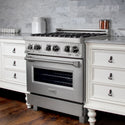 ZLINE 30 in. 4.0 cu. ft. Legacy Dual Fuel Range with 4 Burner Gas Cooktop and Electric Convection Oven in Satin Stainless Steel, Open Box-Great Condition