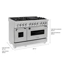 ZLINE 48 in. 6.0 cu. ft. Legacy Dual Fuel Range with 7 Burner Gas Cooktop and 2 Electric Ovens in Satin Stainless Steel (RAS-SN-48)