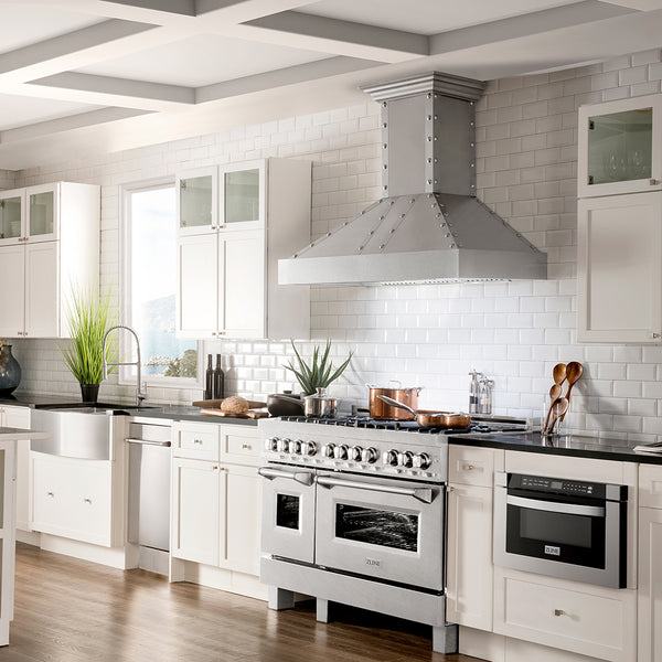ZLINE 48 in. 6.0 cu. ft. Legacy Dual Fuel Range with 7 Burner Gas Cooktop and 2 Electric Ovens in Satin Stainless Steel, Open Box-Great Condition