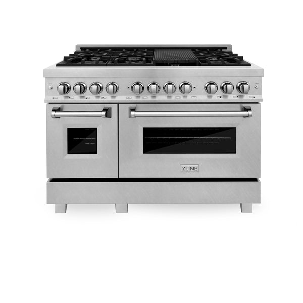 ZLINE 60 in. 7.4 cu. ft. Legacy Dual Fuel Range with 9 Burner Gas Cooktop and 2 Electric Convection Ovens in Satin Stainless Steel (RAS-SN-60)