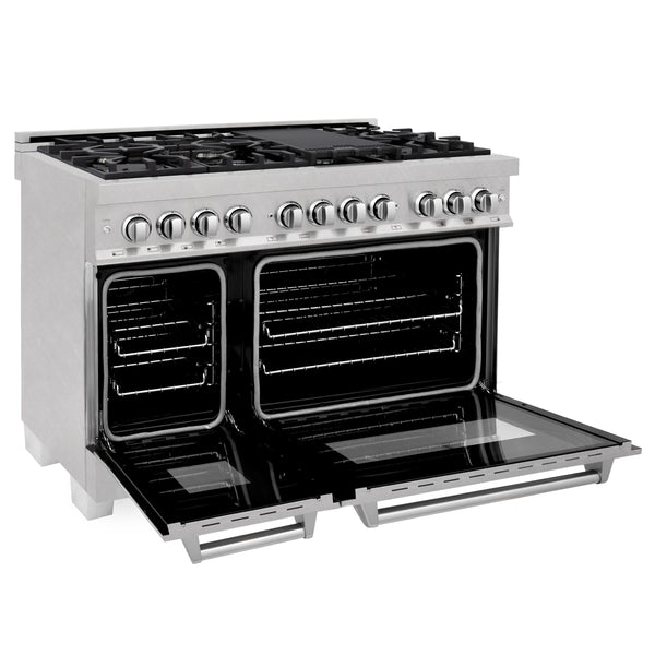 ZLINE 60 in. 7.4 cu. ft. Legacy Dual Fuel Range with 9 Burner Gas Cooktop and 2 Electric Convection Ovens in Satin Stainless Steel (RAS-SN-60)