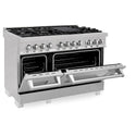 ZLINE 48 in. 6.0 cu. ft. Legacy Dual Fuel Range with 7 Burner Gas Cooktop and 2 Electric Ovens in Satin Stainless Steel, Open Box-Great Condition