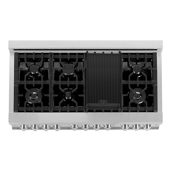 ZLINE 48 in. 6.0 cu. ft. Legacy Dual Fuel Range with 7 Burner Gas Cooktop and 2 Electric Ovens in Satin Stainless Steel, Open Box-Great Condition
