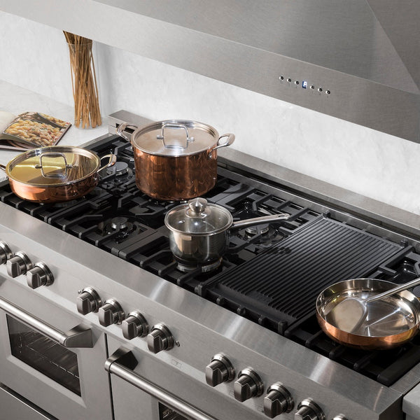 ZLINE 60 in. 7.4 cu. ft. Legacy Dual Fuel Range with 9 Burner Gas Cooktop and 2 Electric Convection Ovens in Satin Stainless Steel, Open Box-Good Condition