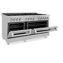 ZLINE 60 in. 7.4 cu. ft. Legacy Dual Fuel Range with 9 Burner Gas Cooktop and 2 Electric Convection Ovens in Satin Stainless Steel, Open Box-Good Condition