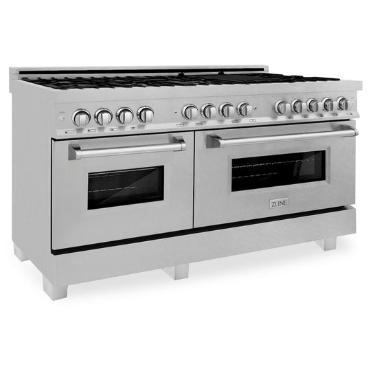 ZLINE 60 in. 7.4 cu. ft. Legacy Dual Fuel Range with 9 Burner Gas Cooktop and 2 Electric Convection Ovens in Satin Stainless Steel, Open Box-Great Condition