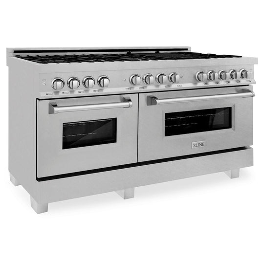 ZLINE 60 in. 7.4 cu. ft. Legacy Dual Fuel Range with 9 Burner Gas Cooktop and 2 Electric Convection Ovens in Satin Stainless Steel, Open Box-Good Condition
