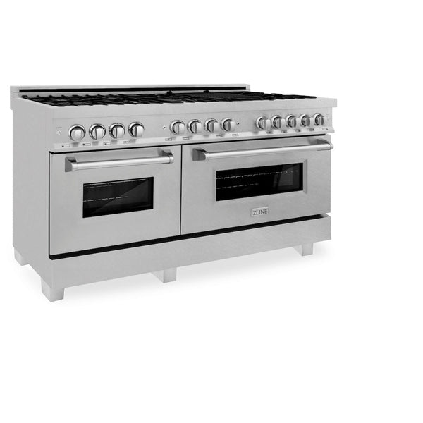 ZLINE 60 in. 7.4 cu. ft. Legacy Dual Fuel Range with 9 Burner Gas Cooktop and 2 Electric Convection Ovens in Satin Stainless Steel, Open Box-Good Condition