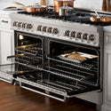 ZLINE 60 in. 7.4 cu. ft. Legacy Dual Fuel Range with 9 Burner Gas Cooktop and 2 Electric Convection Ovens in Satin Stainless Steel, Open Box-Good Condition