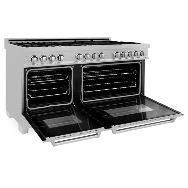 ZLINE 60 in. 7.4 cu. ft. Legacy Dual Fuel Range with 9 Burner Gas Cooktop and 2 Electric Convection Ovens in Satin Stainless Steel, Open Box-Good Condition
