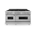 ZLINE 60 in. 7.4 cu. ft. Legacy Dual Fuel Range with Gas Cooktop and 2 Electric Convection Ovens in Satin Stainless Steel with 8 Brass Burners (RAS-SN-BR-60)