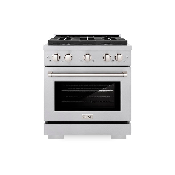 ZLINE 30 in. 4.2 cu. ft. Paramount Dual Fuel Range with 4 Burner Gas Cooktop and Electric Convection Oven in Satin Stainless Steel, Open Box-Great Condition