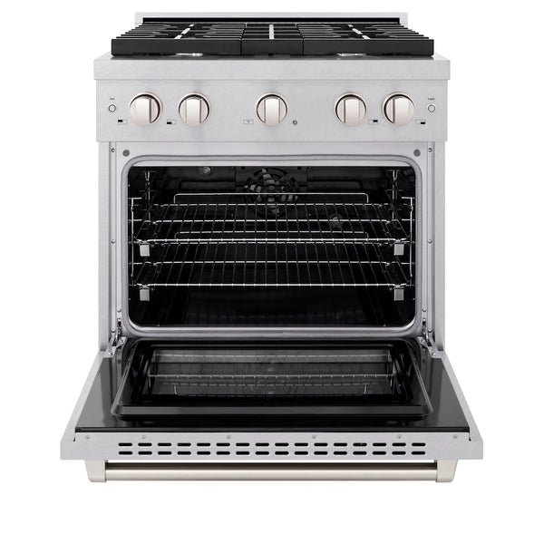 ZLINE 30 in. 4.2 cu. ft. Paramount Dual Fuel Range with 4 Burner Gas Cooktop and Electric Convection Oven in Satin Stainless Steel, Open Box-Great Condition