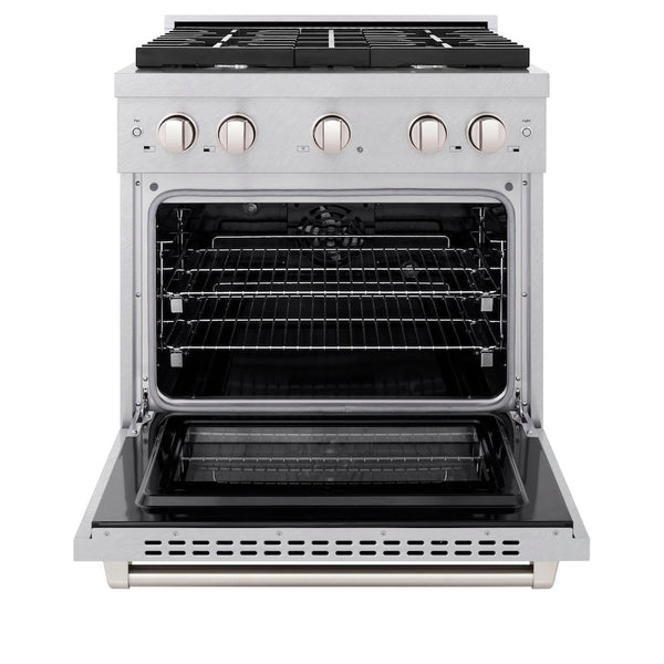 ZLINE 30 in. 4.2 cu. ft. Paramount Dual Fuel Range with 4 Burner Gas Cooktop and Electric Convection Oven in Satin Stainless Steel, Open Box-Good Condition